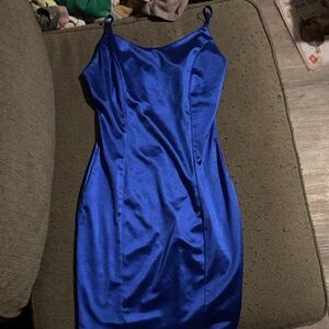 Elegant Blue Satin Dress